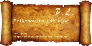 Prikosovits Lőrinc névjegykártya